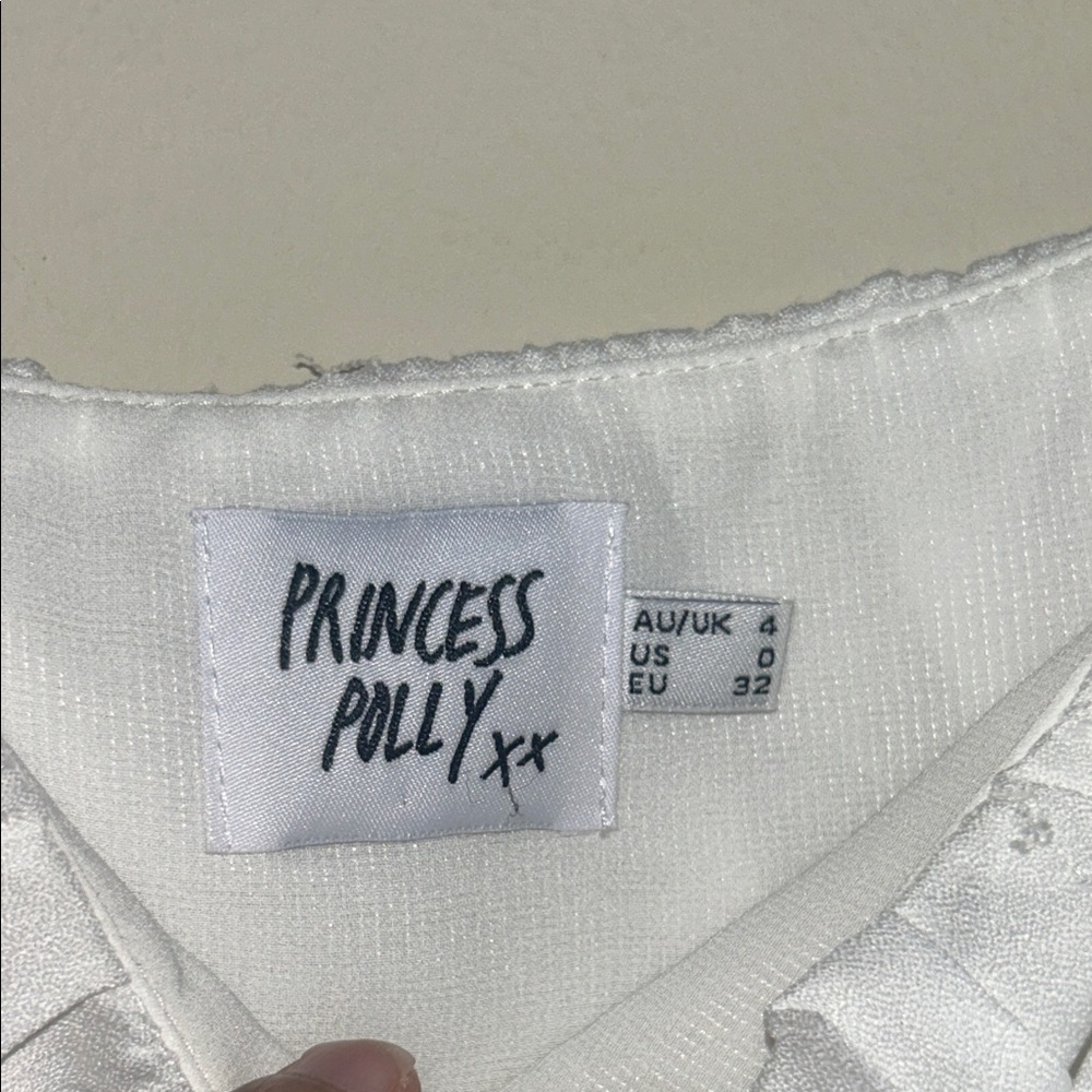 500.  Princess Polly Ariah Long Sleeve Top white size 0 - Picture 4 of 6